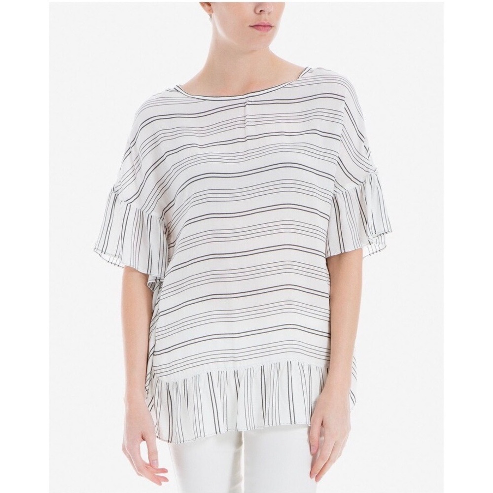 NWT Max Studio White Ruffle Blouse size Medium